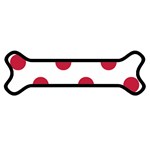 Polka Dots - Cardinal Red on White Magnet (Dog Bone)