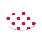 Polka Dots - Cardinal Red on White Sticker Oval (100 pack)