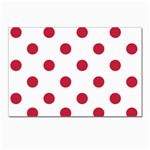 Polka Dots - Cardinal Red on White Postcard 5  x 7 