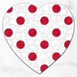Polka Dots - Cardinal Red on White Jigsaw Puzzle (Heart)
