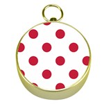 Polka Dots - Cardinal Red on White Gold Compass