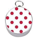 Polka Dots - Cardinal Red on White Silver Compass