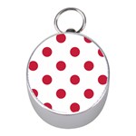Polka Dots - Cardinal Red on White Silver Compass (Mini)
