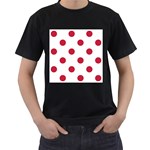 Polka Dots - Cardinal Red on White Men s T-Shirt (Black)