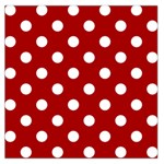 Polka Dots - White on Dark Candy Apple Red Large Satin Scarf (Square)
