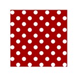 Polka Dots - White on Dark Candy Apple Red Small Satin Scarf  (Square)