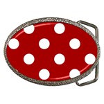 Polka Dots - White on Dark Candy Apple Red Belt Buckle