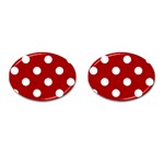 Polka Dots - White on Dark Candy Apple Red Cufflinks (Oval)