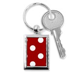 Polka Dots - White on Dark Candy Apple Red Key Chain (Rectangle)