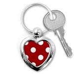 Polka Dots - White on Dark Candy Apple Red Key Chain (Heart)