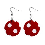 Polka Dots - White on Dark Candy Apple Red 1  Button Earrings