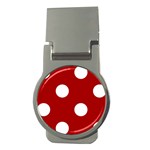 Polka Dots - White on Dark Candy Apple Red Money Clip (Round)