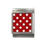 Polka Dots - White on Dark Candy Apple Red Italian Charm (13mm)