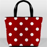Polka Dots - White on Dark Candy Apple Red Bucket Bag