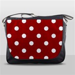 Polka Dots - White on Dark Candy Apple Red Messenger Bag