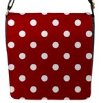 Polka Dots - White on Dark Candy Apple Red Flap Closure Messenger Bag (S)