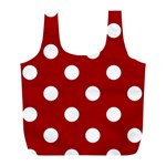 Polka Dots - White on Dark Candy Apple Red Full Print Recycle Bag (L)