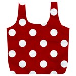 Polka Dots - White on Dark Candy Apple Red Full Print Recycle Bag (XL)
