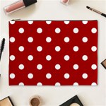 Polka Dots - White on Dark Candy Apple Red Cosmetic Bag (XL)