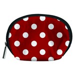 Polka Dots - White on Dark Candy Apple Red Accessory Pouch (Medium)