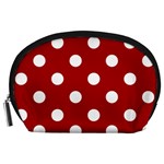 Polka Dots - White on Dark Candy Apple Red Accessory Pouch (Large)