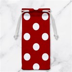Polka Dots - White on Dark Candy Apple Red Jewelry Bag