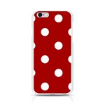 Polka Dots - White on Dark Candy Apple Red Apple iPhone 6/6S Silicone Case (Transparent)