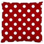 Polka Dots - White on Dark Candy Apple Red Large Cushion Case (One Side)
