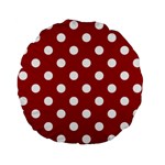 Polka Dots - White on Dark Candy Apple Red Standard 15  Premium Flano Round Cushion
