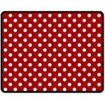Polka Dots - White on Dark Candy Apple Red Fleece Blanket (Medium) (One Side)