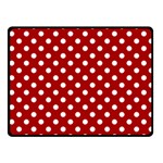 Polka Dots - White on Dark Candy Apple Red Fleece Blanket (Small) (One Side)