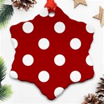 Polka Dots - White on Dark Candy Apple Red Ornament (Snowflake)