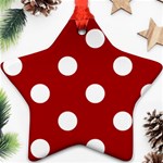 Polka Dots - White on Dark Candy Apple Red Ornament (Star)