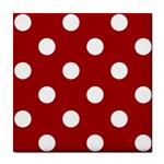 Polka Dots - White on Dark Candy Apple Red Tile Coaster