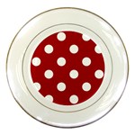 Polka Dots - White on Dark Candy Apple Red Porcelain Plate