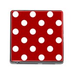 Polka Dots - White on Dark Candy Apple Red Memory Card Reader (Square)