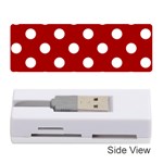 Polka Dots - White on Dark Candy Apple Red Memory Card Reader (Stick)