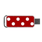 Polka Dots - White on Dark Candy Apple Red Portable USB Flash (One Side)