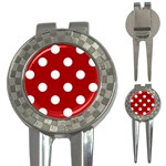 Polka Dots - White on Dark Candy Apple Red 3-in-1 Golf Divot