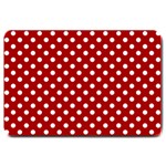 Polka Dots - White on Dark Candy Apple Red Large Doormat