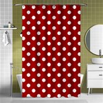 Polka Dots - White on Dark Candy Apple Red Shower Curtain 48  x 72  (Small)