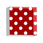 Polka Dots - White on Dark Candy Apple Red 4 x 4  Acrylic Photo Block