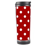 Polka Dots - White on Dark Candy Apple Red Travel Tumbler