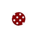Polka Dots - White on Dark Candy Apple Red 1  Mini Button