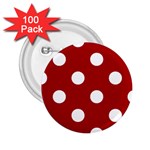 Polka Dots - White on Dark Candy Apple Red 2.25  Button (100 pack)