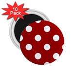 Polka Dots - White on Dark Candy Apple Red 2.25  Magnet (10 pack)