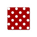 Polka Dots - White on Dark Candy Apple Red Magnet (Square)