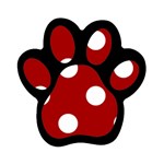Polka Dots - White on Dark Candy Apple Red Magnet (Paw Print)