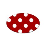 Polka Dots - White on Dark Candy Apple Red Sticker (Oval)