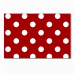 Polka Dots - White on Dark Candy Apple Red Postcard 4 x 6  (Pkg of 10)